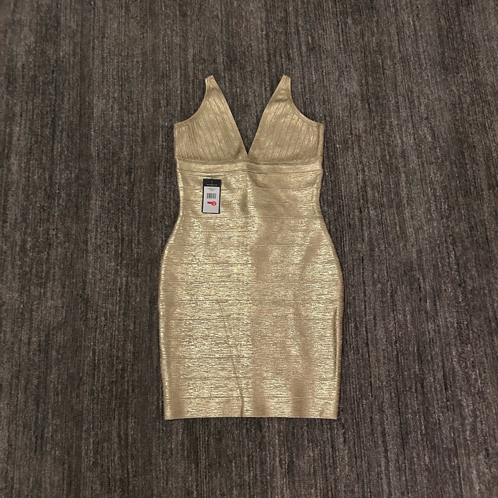 Herve Leger Gold Mini Dress